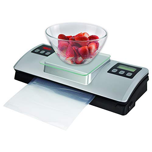 Nesco Vss 01 Automatic Food Vacuum Sealer With Digital Scale And Bag Starter Kit, Silver